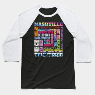 Fun Nashville Tennessee Music City Pride Neighborhoods Baseball T-Shirt